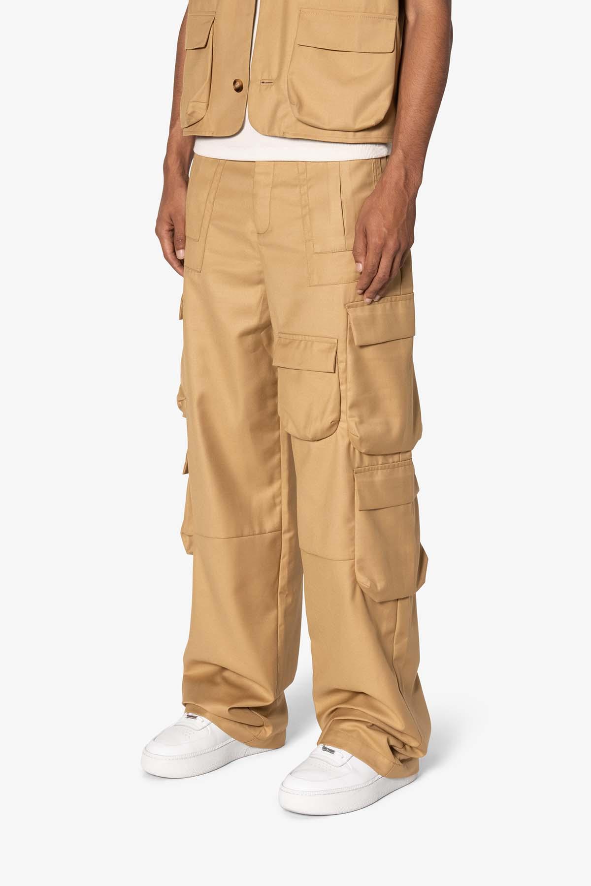 Bonded Gabardine Cargo Pants - Tan Product Image