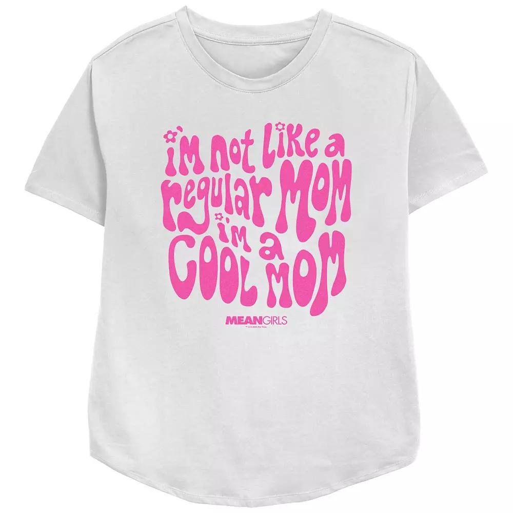 Women's Mean Girls I'm Not A Regular Mom I'm A Cool Mom Groovy Font Relaxed Fit Graphic Tee,  Product Image