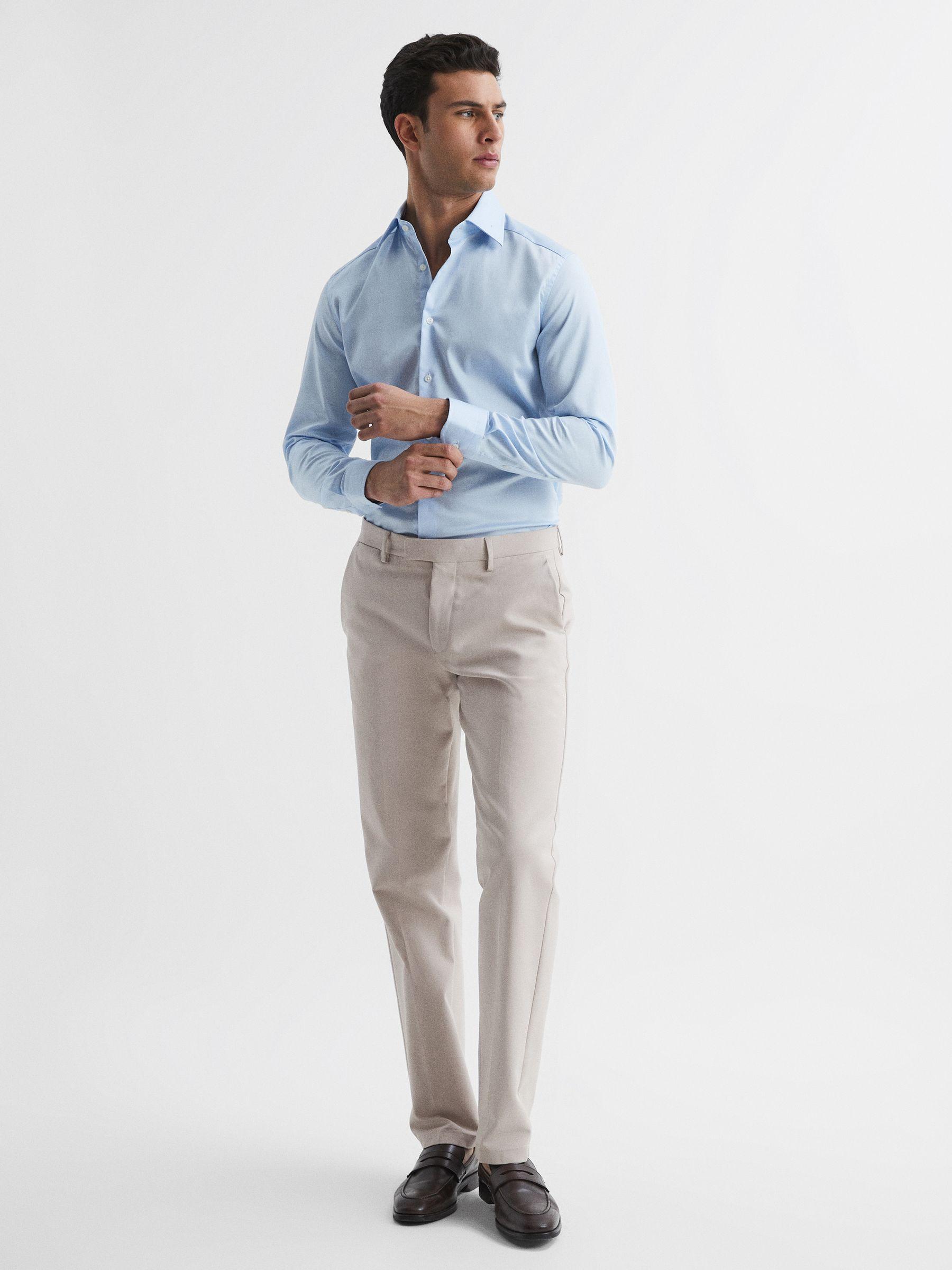 Cotton Blend Chinos in Stone Product Image
