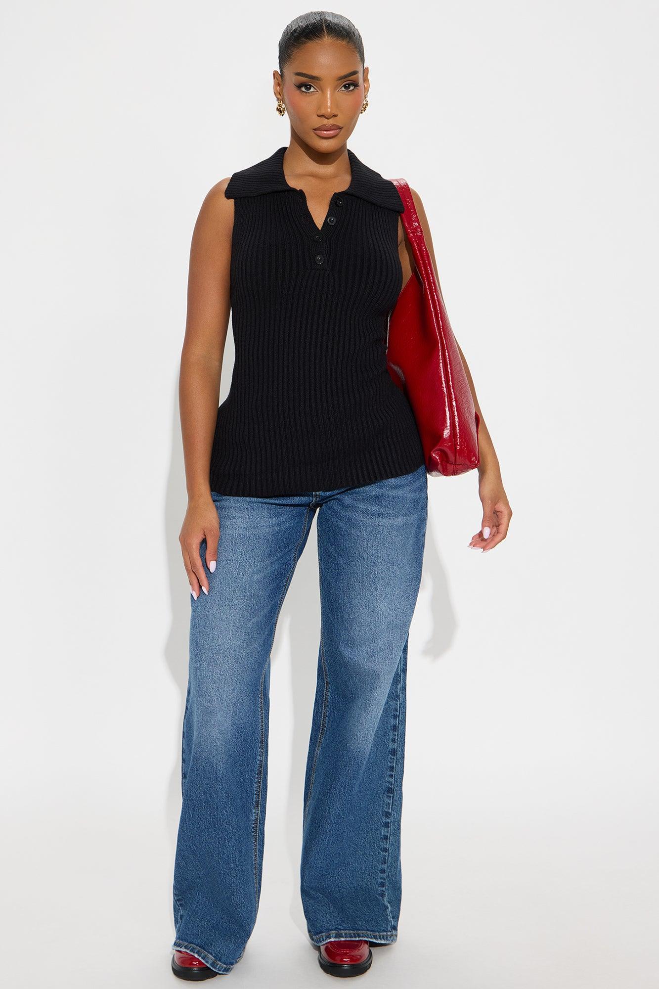 Autumn Season Seamless Polo Sweater - Black Female Product Image