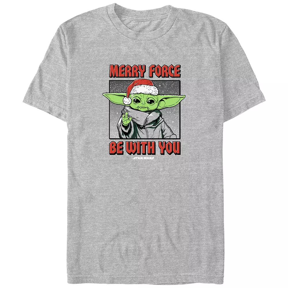 Big & Tall Star Wars The Mandalorian Grogu Merry Force Be With You Graphic Tee, Men's, Size: 4XL Tall, Athletic Grey Product Image