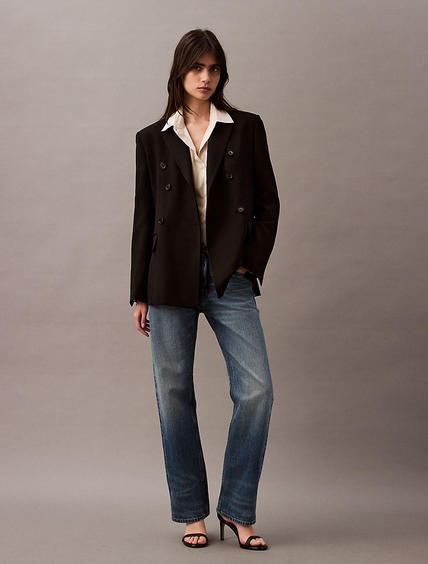 Slim Wool Gabardine Double-Breasted Blazer Product Image