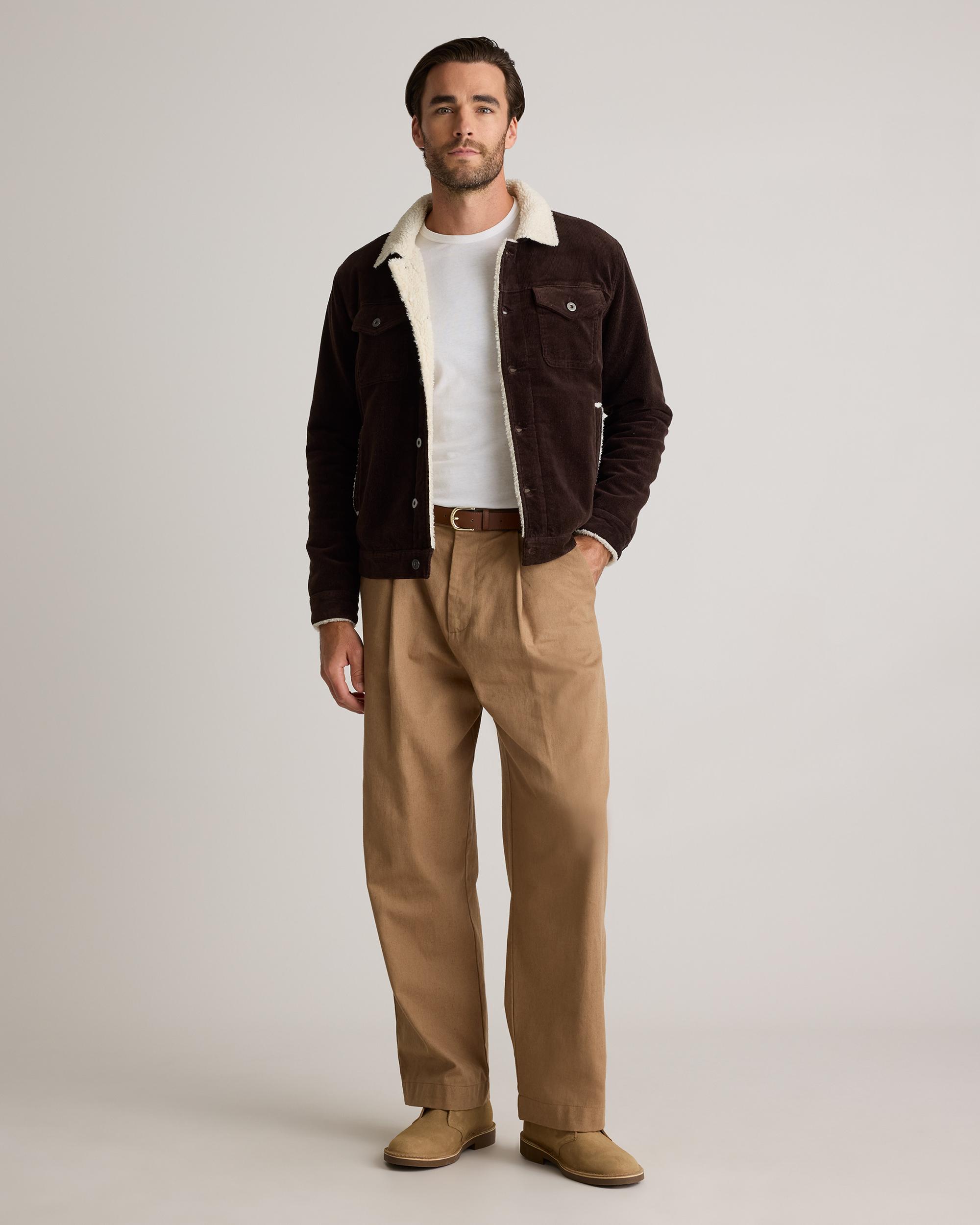 Quince | Men's Organic Stretch Corduroy Sherpa-Lined Trucker Jacket Size XL, 100% Polyester Product Image