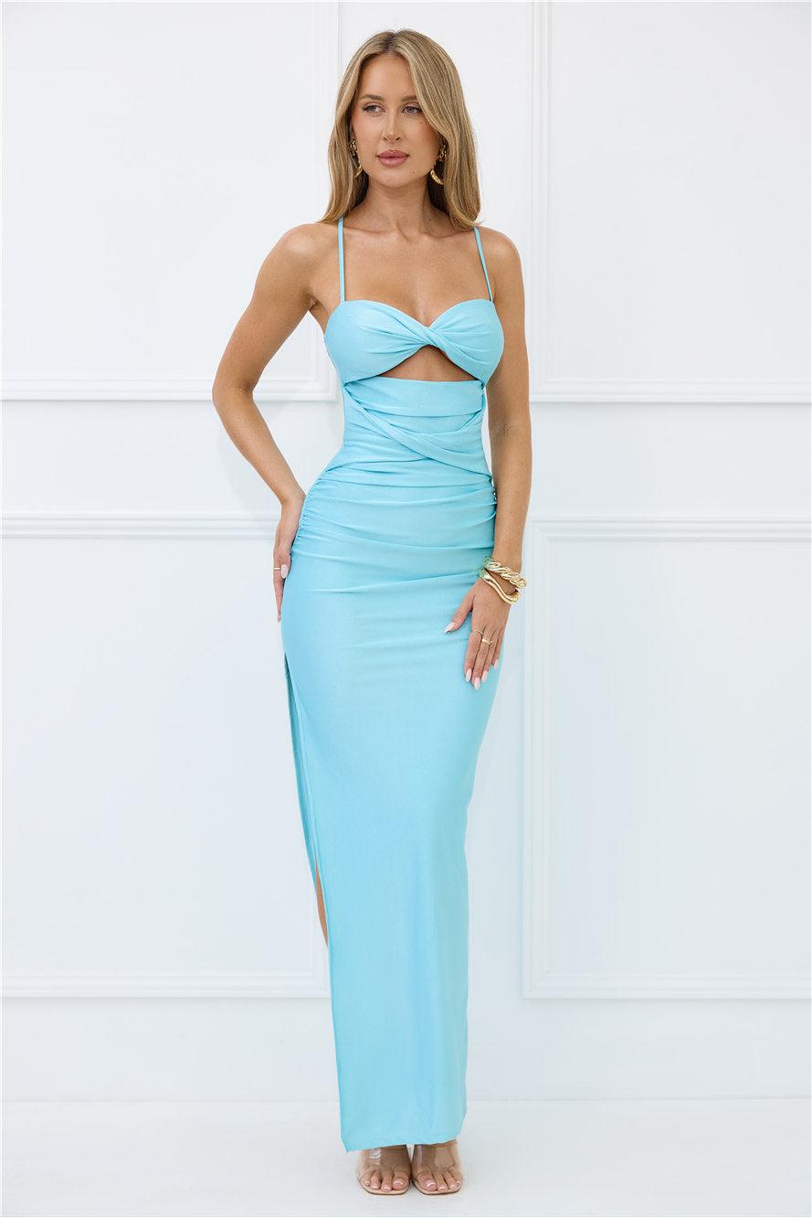 Meet The Queen Maxi Dress Aqua Product Image