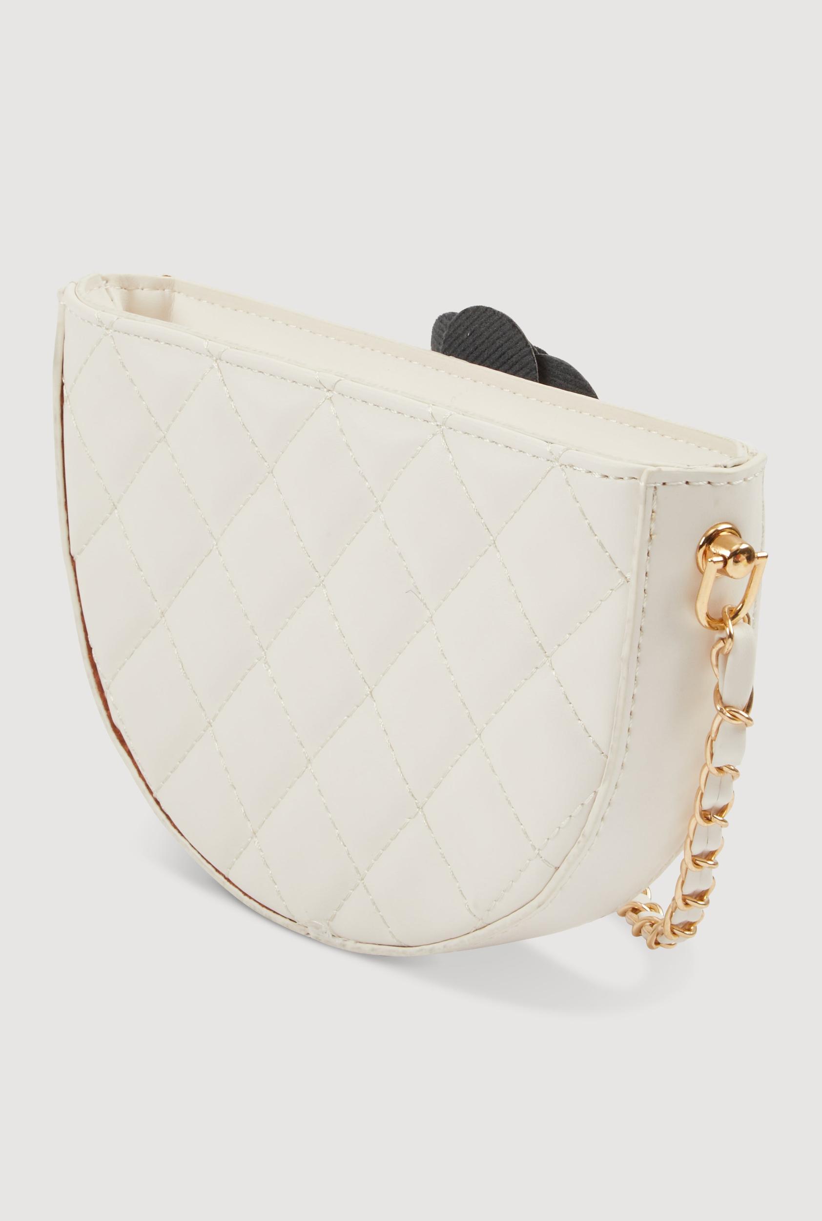 Flower Bow Detail Quilted Crossbody Bag Unisex Product Image