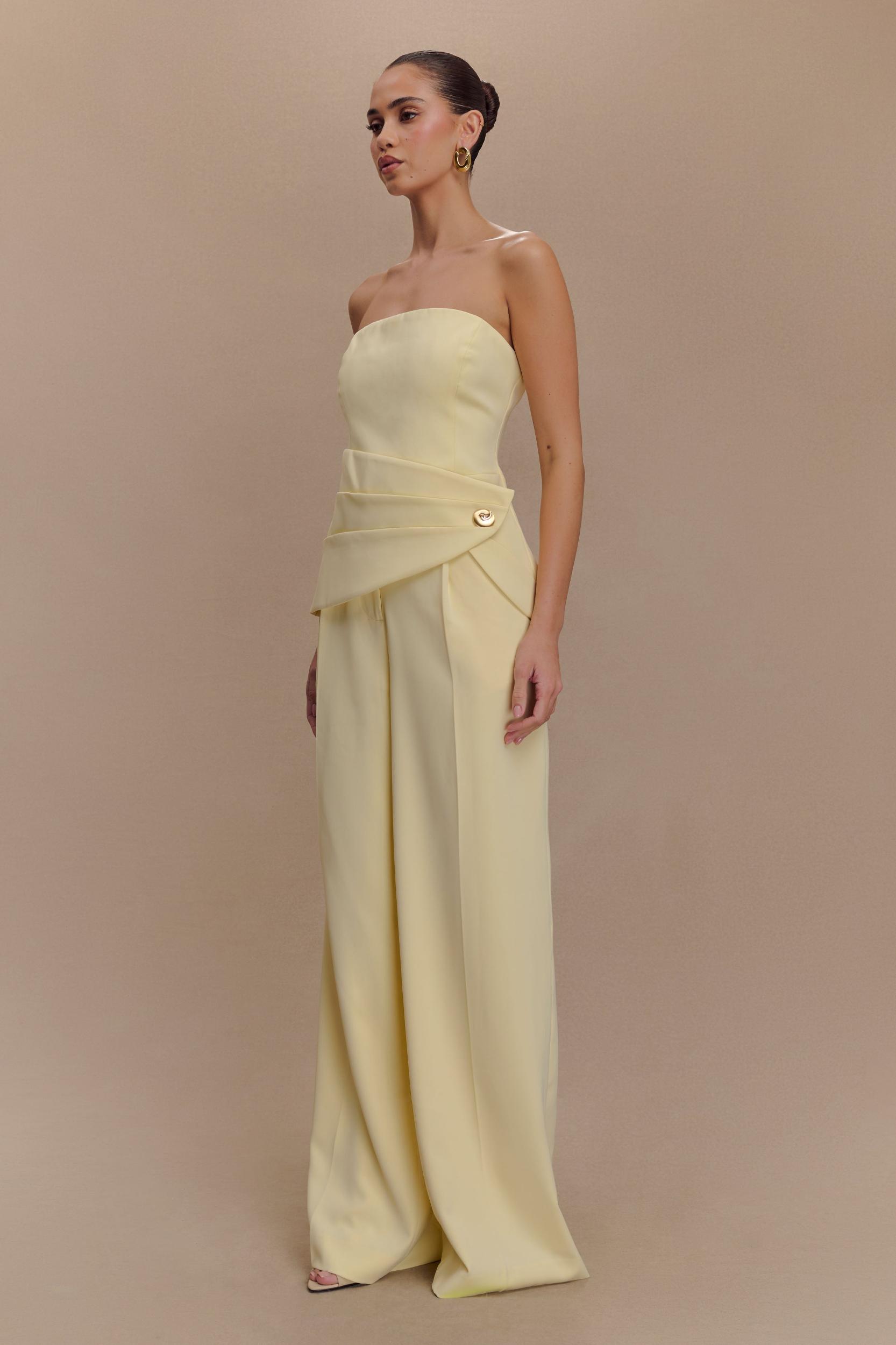 Faith Strapless Suiting Top - Lemon Cream Product Image