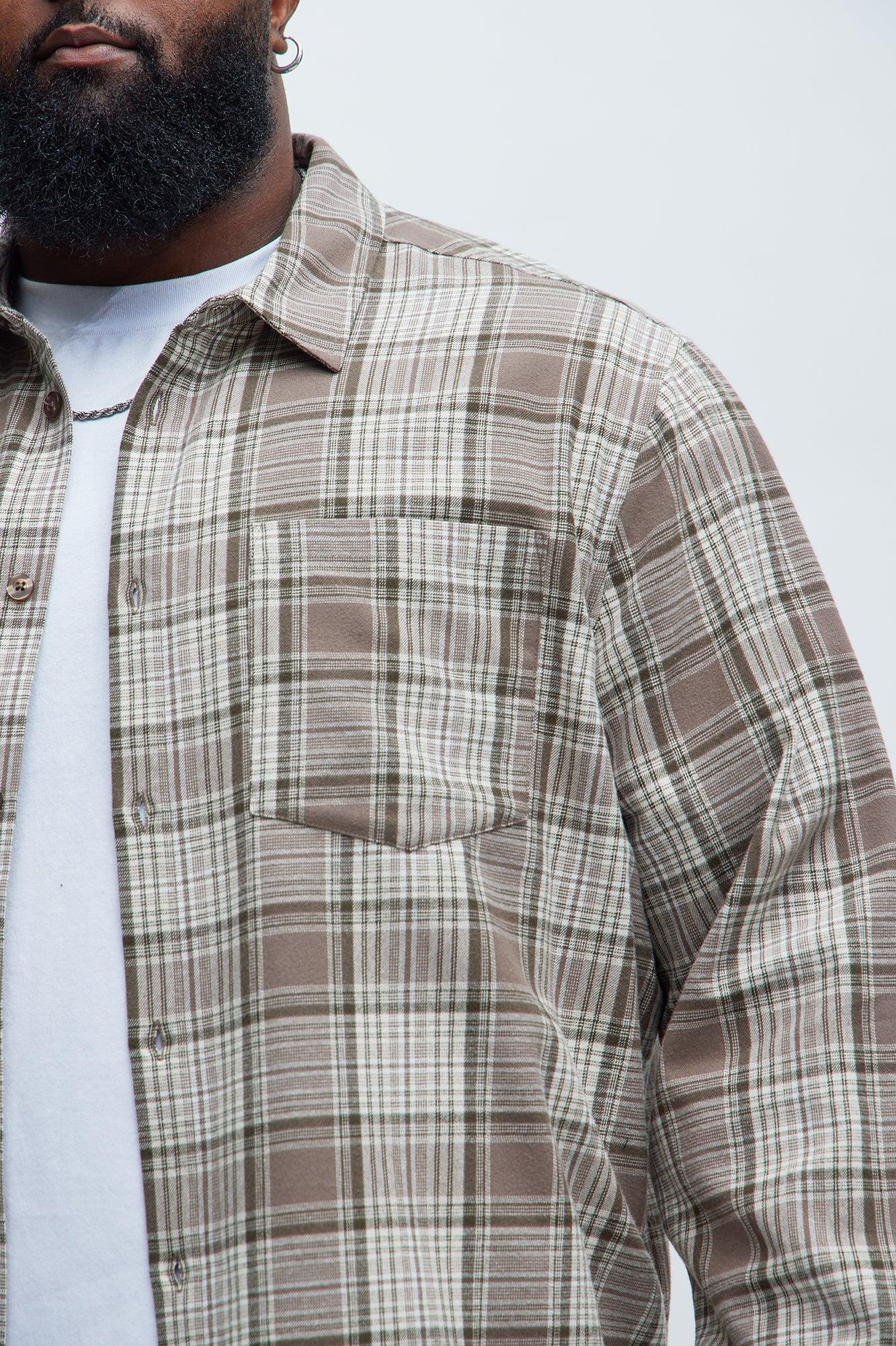 Delano Cropped Plaid Shirt - Taupe/combo Male Product Image