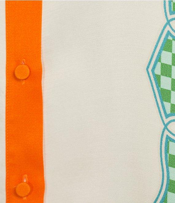 Antonio Melani Polina Fruit Printed Coordinating Satin Collar Neck Long Sleeve Blouse Product Image