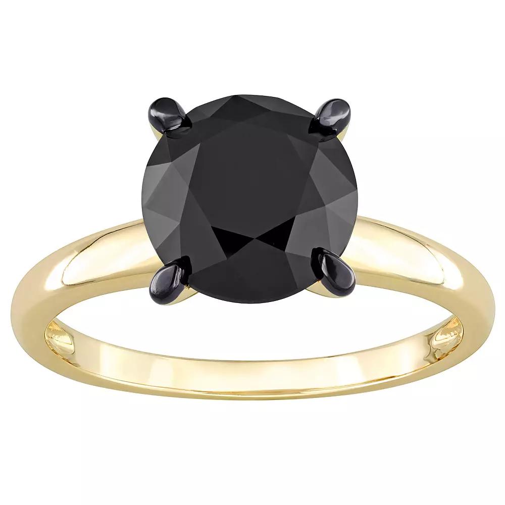 Stella Grace 14k Gold 3 Carat T.W. Round Black Diamond Solitaire Engagement Ring, Women's, Size: 5.50 Product Image
