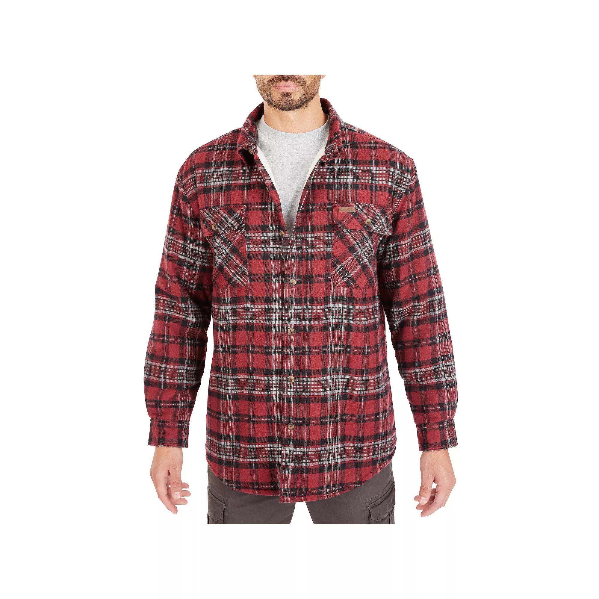 Big & Tall Smith's Workwear Sherpa-Lined Flannel Shirt Jacket, Men's, Size: 3XB, Red Product Image