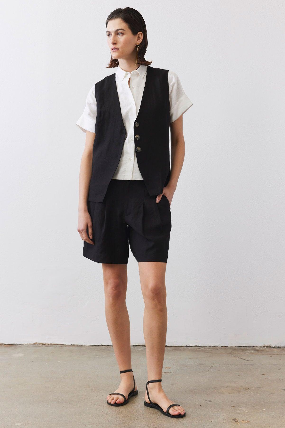 The Linen Button Vest Product Image