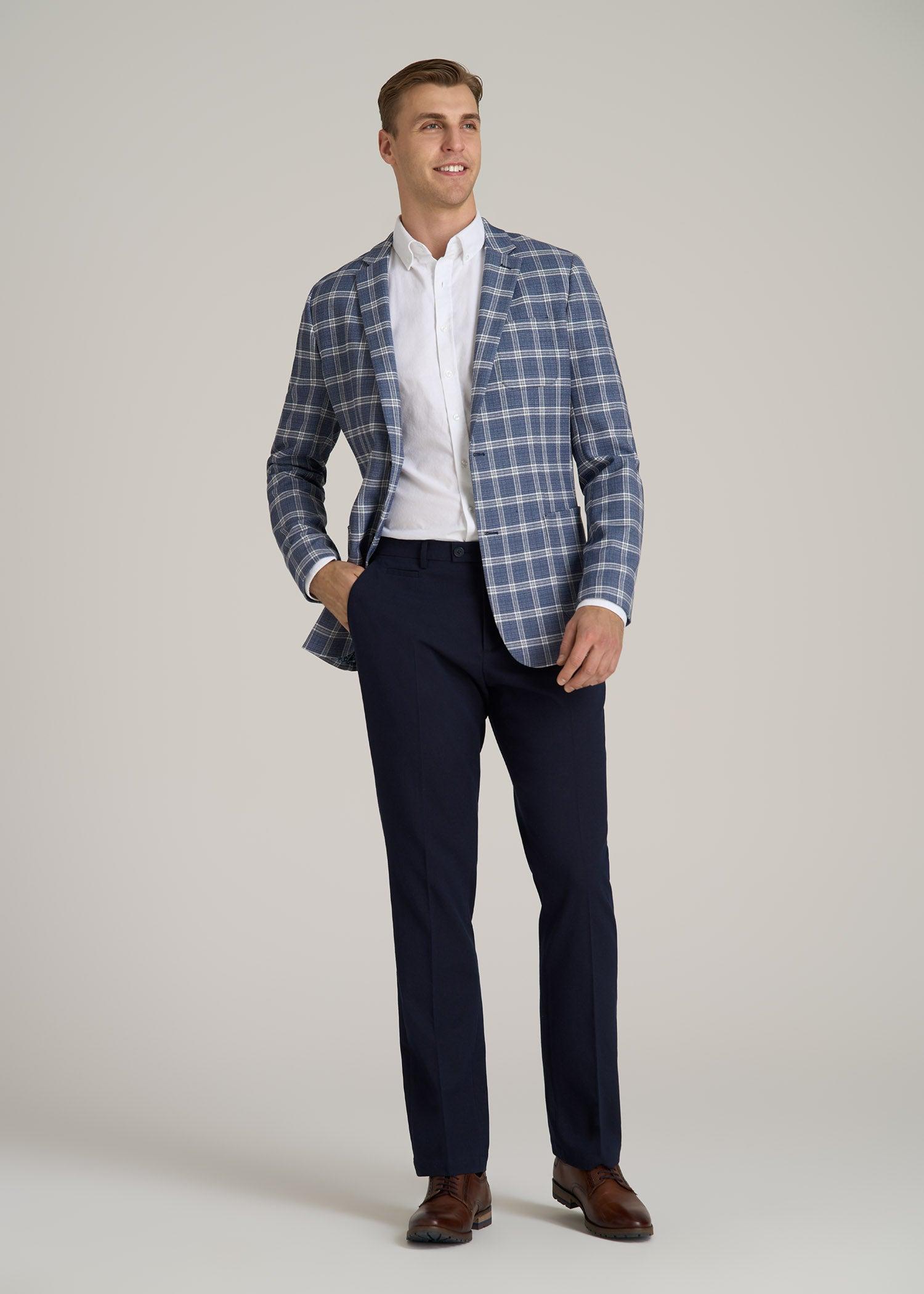 Core Blazer for Tall Men in Navy Check Male Product Image