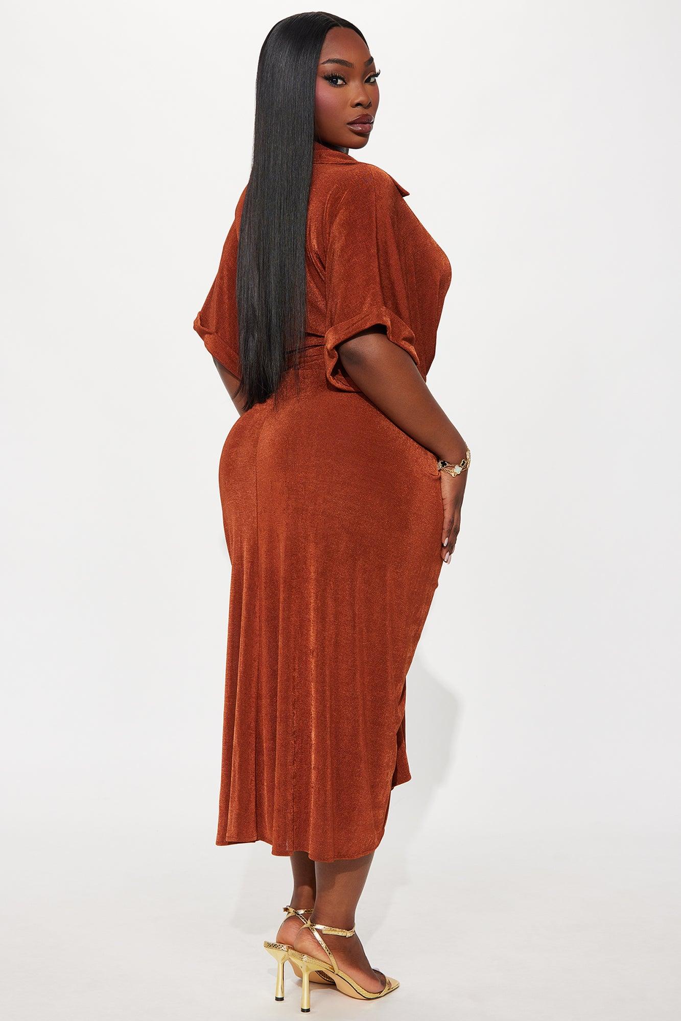 City Mood Slinky Midi Dress - Chocolate Female Product Image