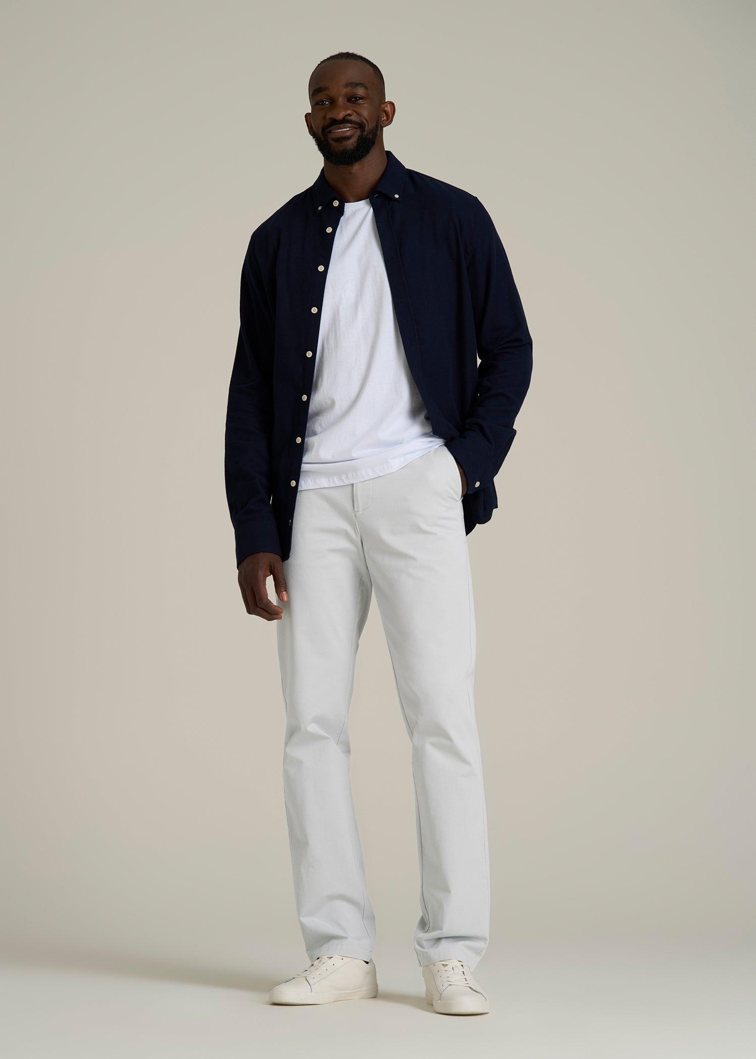 4 Way Stretch Commuter TAPERED Chino Pants for Tall Men in Silver Drop Male Product Image