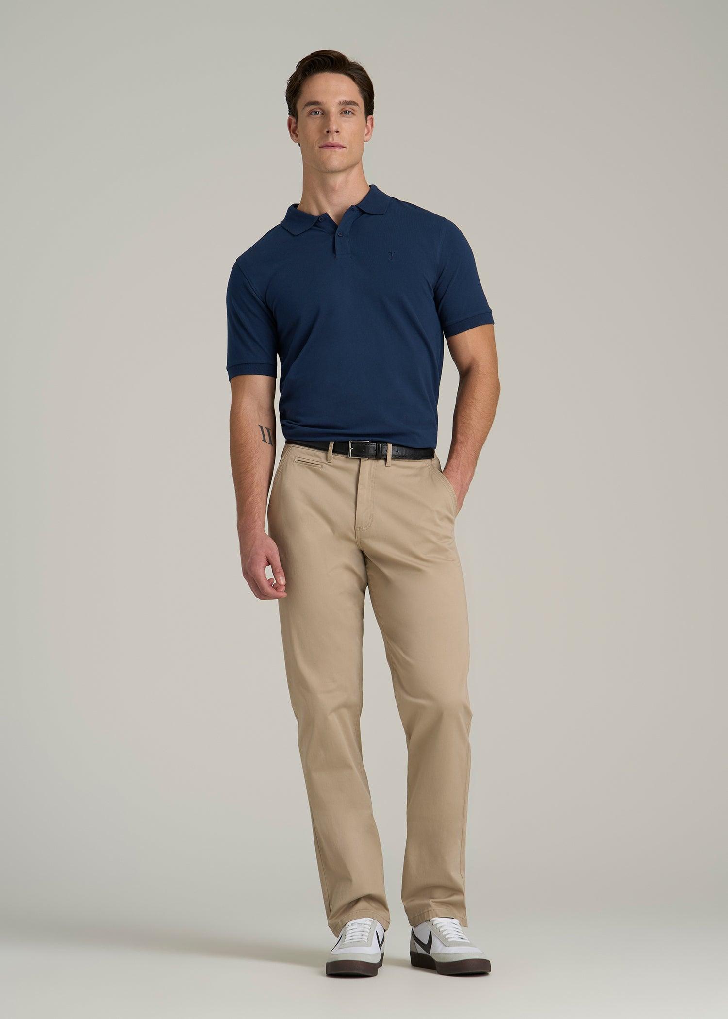 Classic Polo with Embroidered Logo for Tall Men in Marine Navy Male Product Image