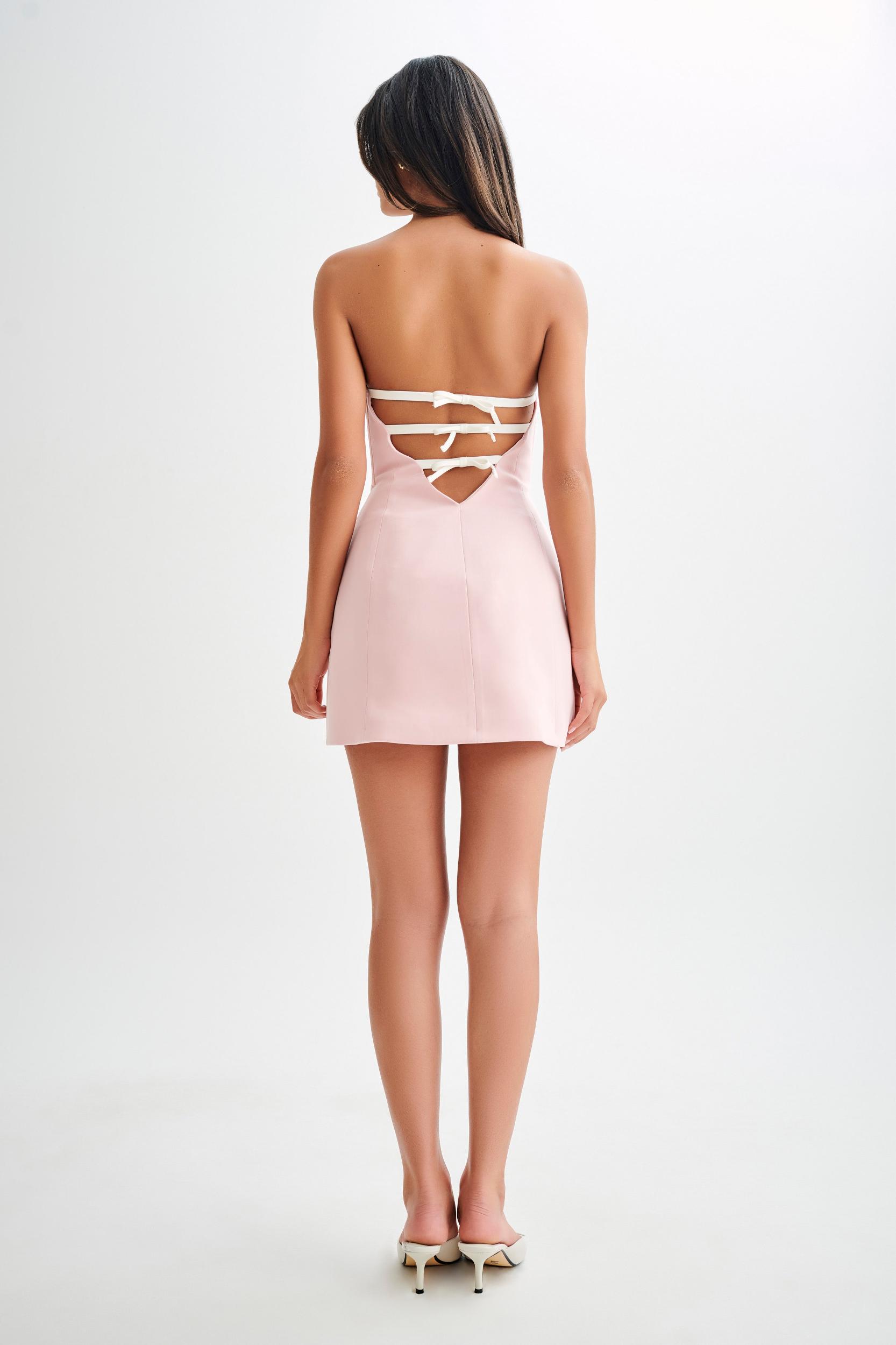 Neeka Strapless Bow Back Mini Dress - Pink Product Image