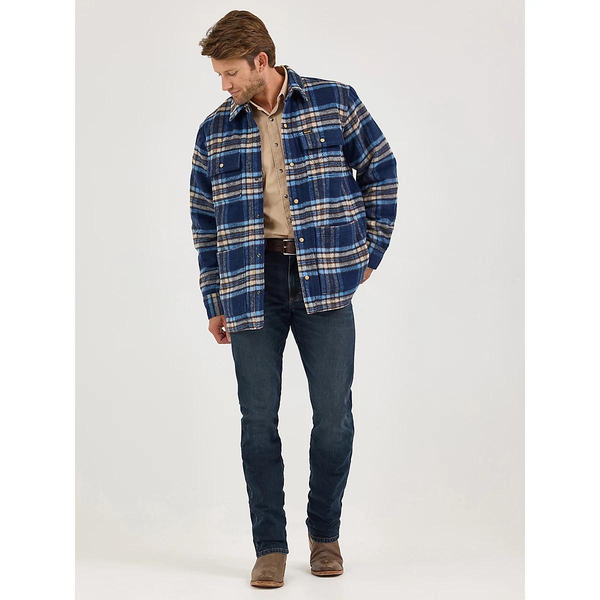 Men's Wrangler Quilt Lined Flannel Shirt Jacket Plaid Product Image