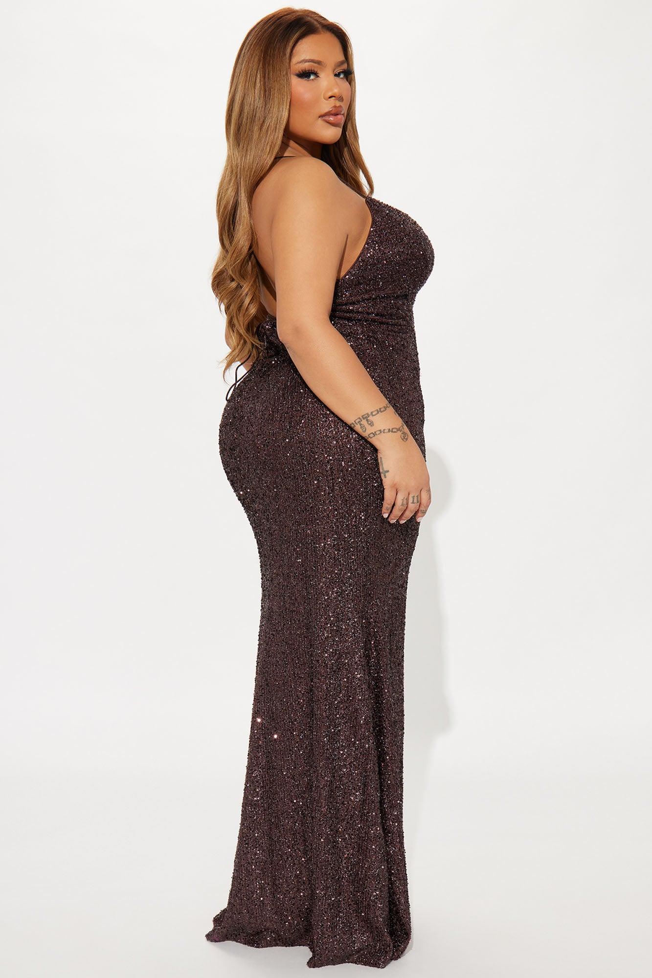 Vanessa Sequin Gown - Chocolate Product Image