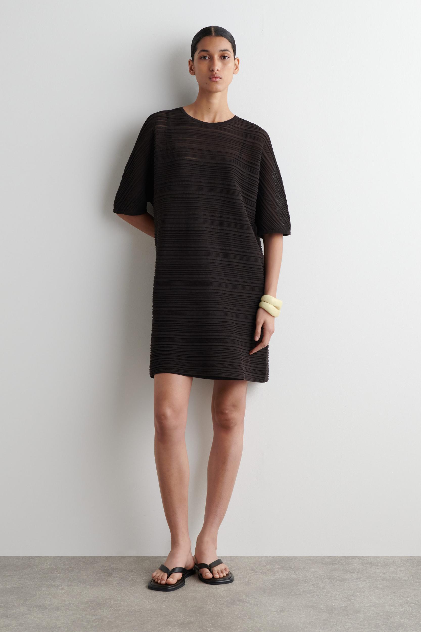 PLEATED KNIT MINI DRESS Product Image