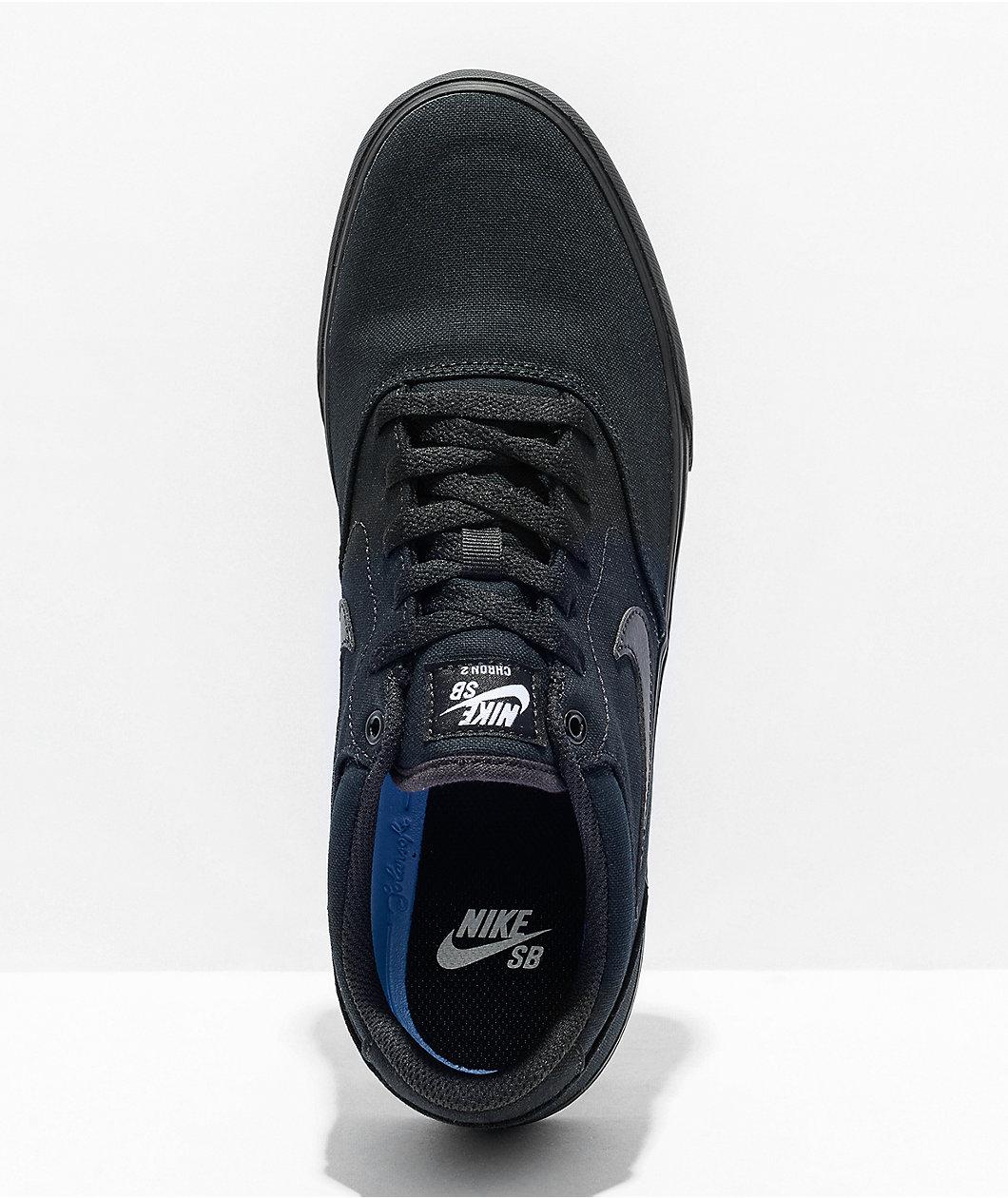 Nike SB Chron 2 Black Canvas Skate Shoes Product Image