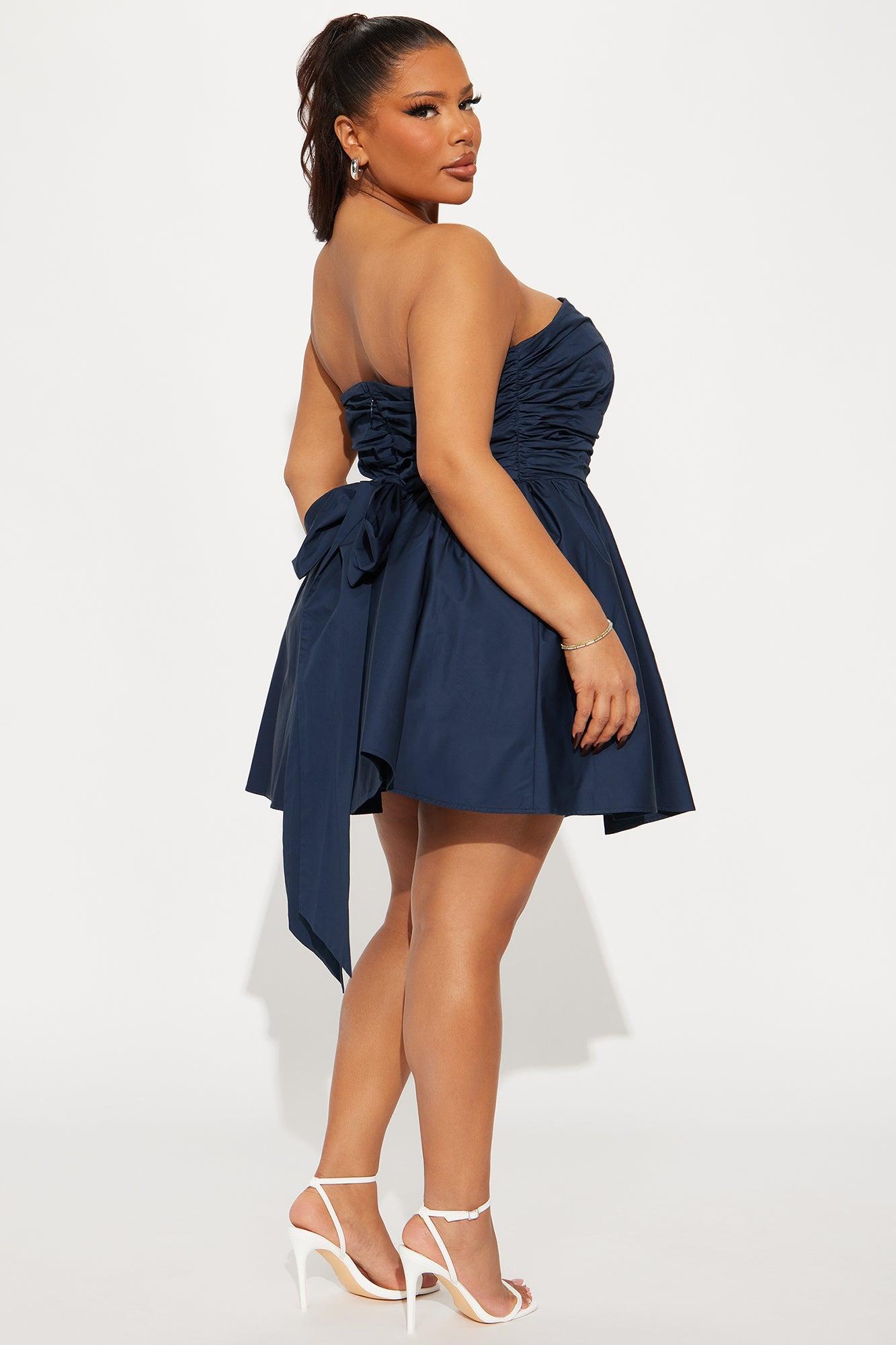 Florence Poplin Mini Dress - Navy Product Image