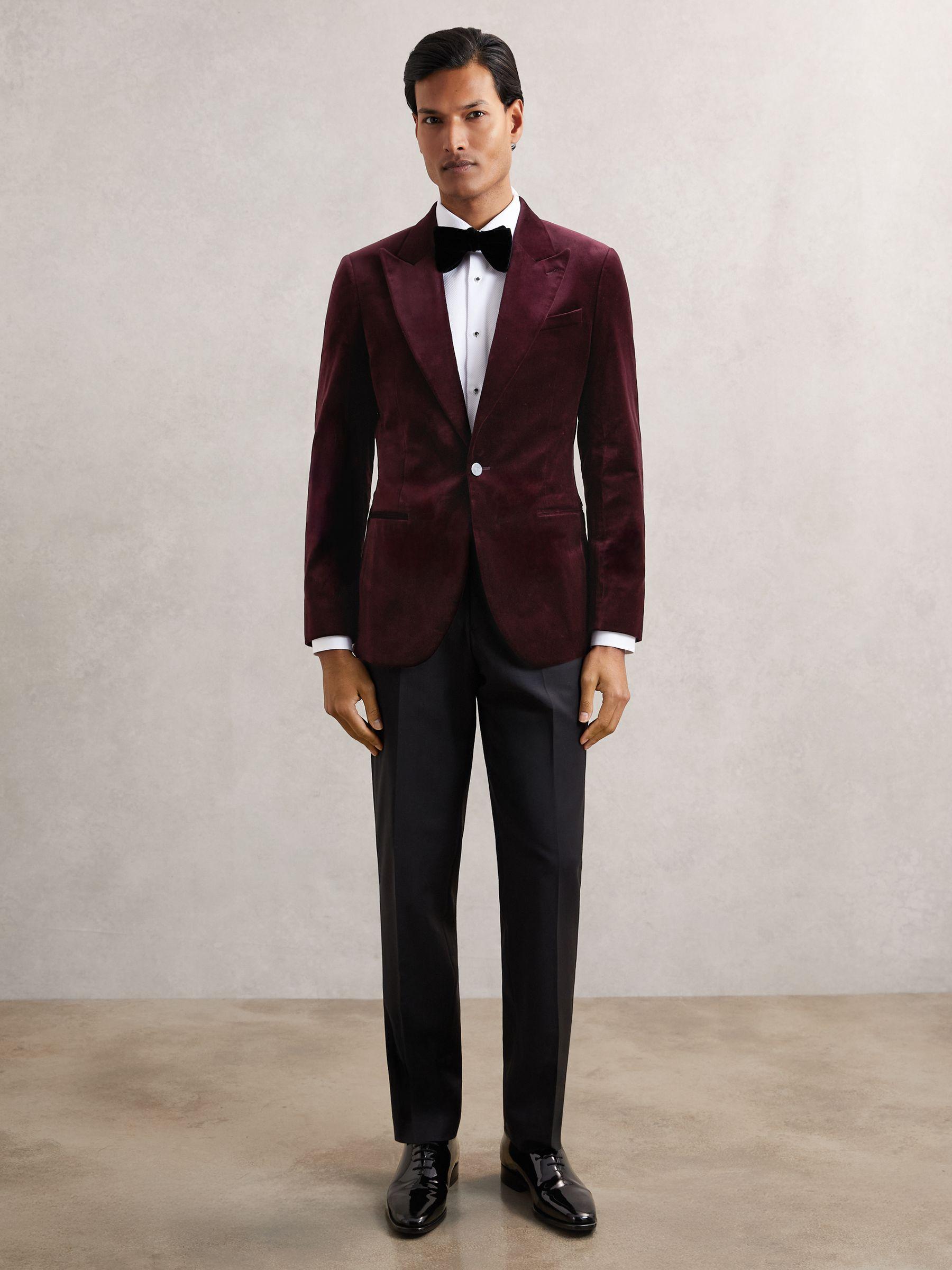 Single-Breasted Velvet Blazer Regular-Fit in Bordeaux Product Image