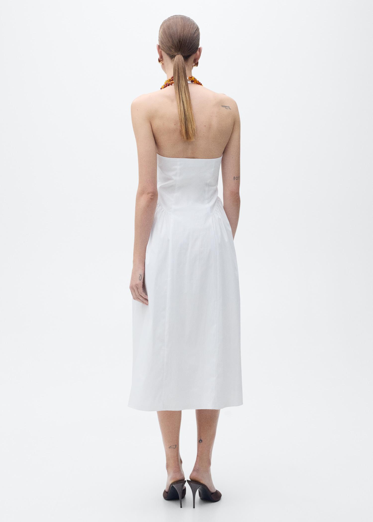 Halter neck cotton midi-dress - Women | MANGO USA Product Image