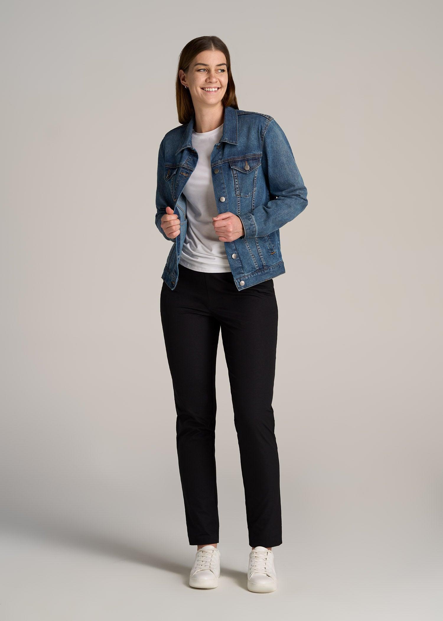 Denim Jacket for Tall Women in Vintage Medium Blue Female Product Image