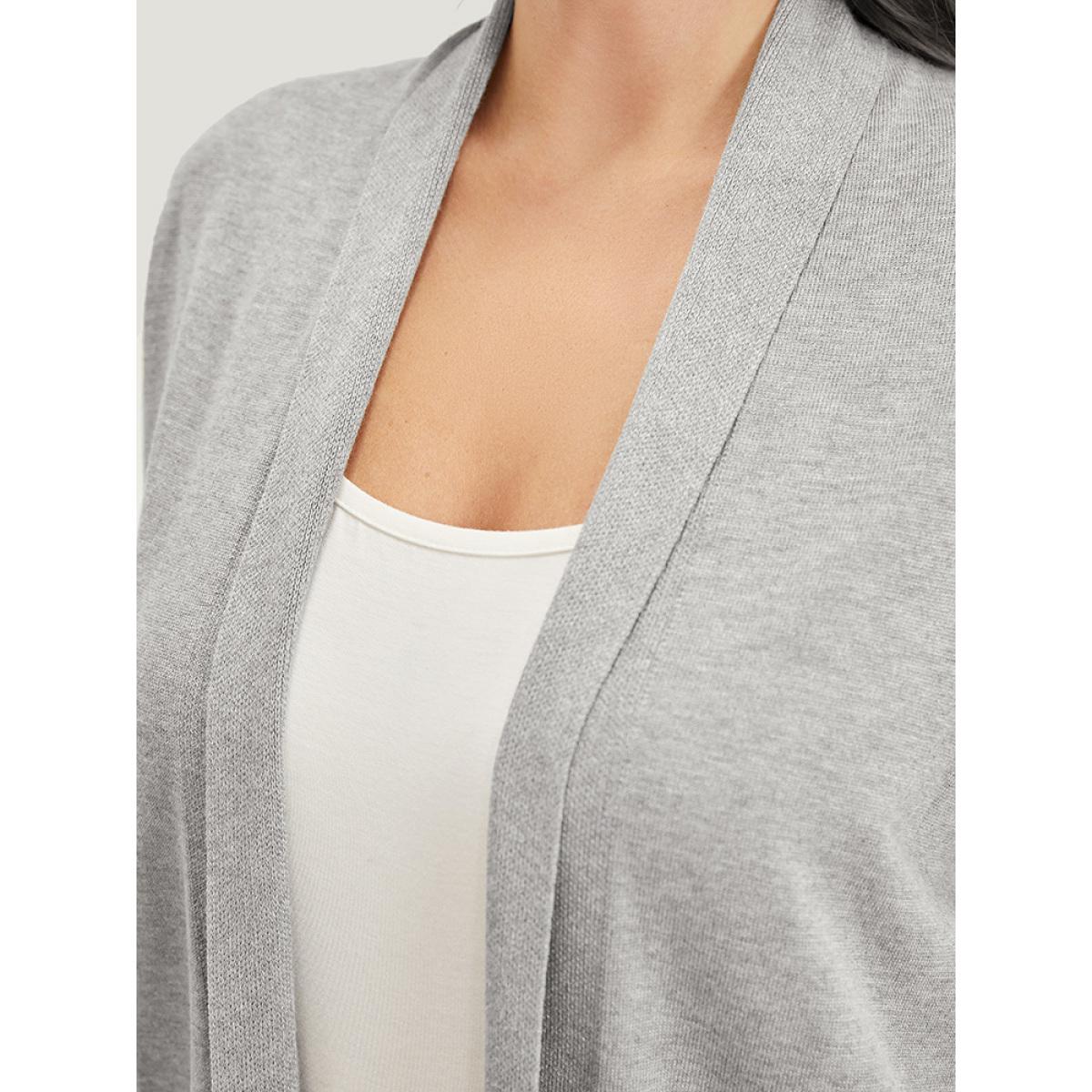 Plus Size Supersoft Essentials Plain Lapel Collar Patched Pocket Cardigan DarkGray Women Basics Loose Long Sleeve Everyday Cardigans BloomChic 28/5X Product Image