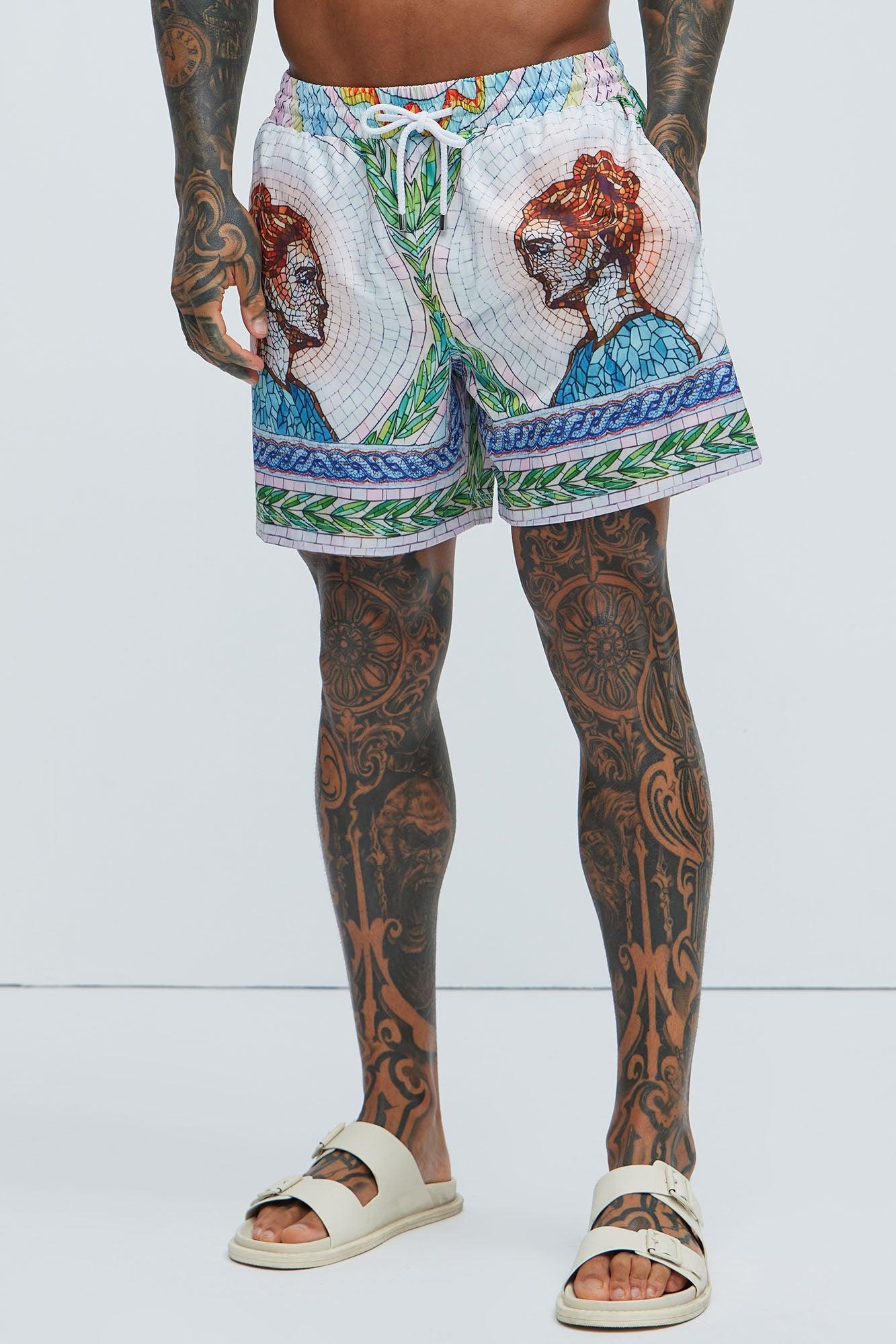 Atherton Mosaic Swim Mid Trunk - Blue/combo Product Image