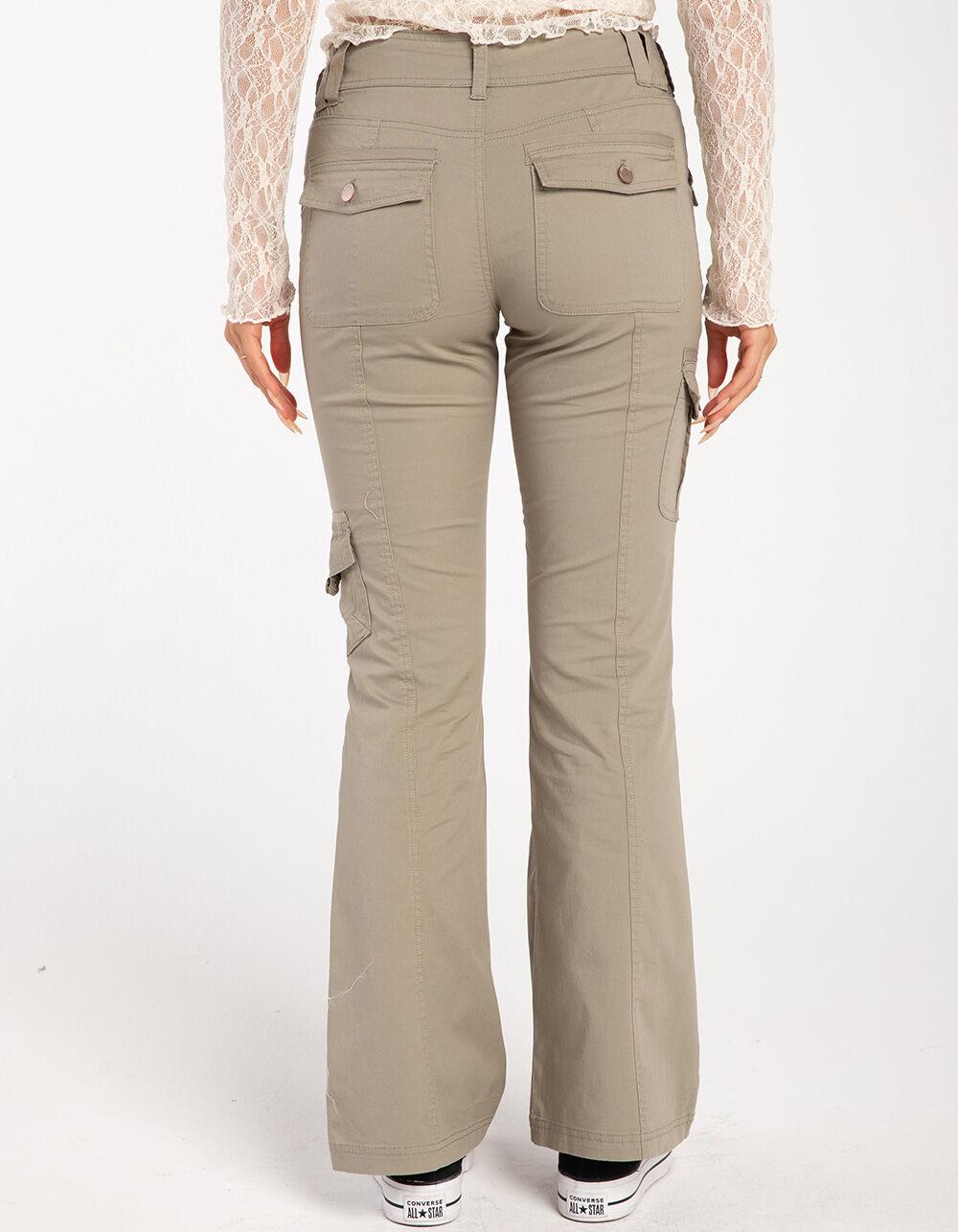 RSQ Womens Low Rise Poplin Cargo Flare Pants - SAGE Product Image