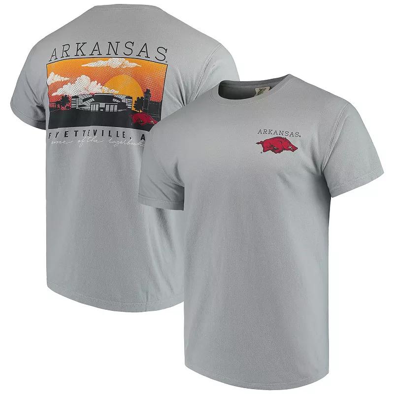 Men's Gray Arkansas Razorbacks Comfort Colors Campus Scenery T-Shirt, Size: 2XL, Grey Product Image