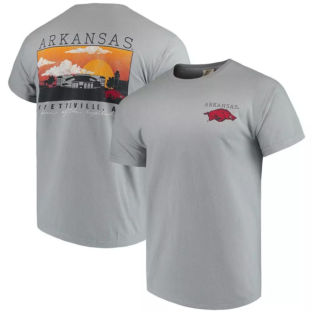 Men's Gray Arkansas Razorbacks Comfort Colors Campus Scenery T-Shirt, Size: 2XL, Grey Product Image