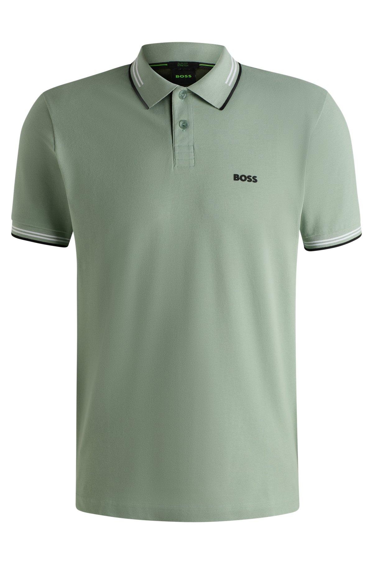 Stretch-cotton slim-fit polo shirt with branding Product Image