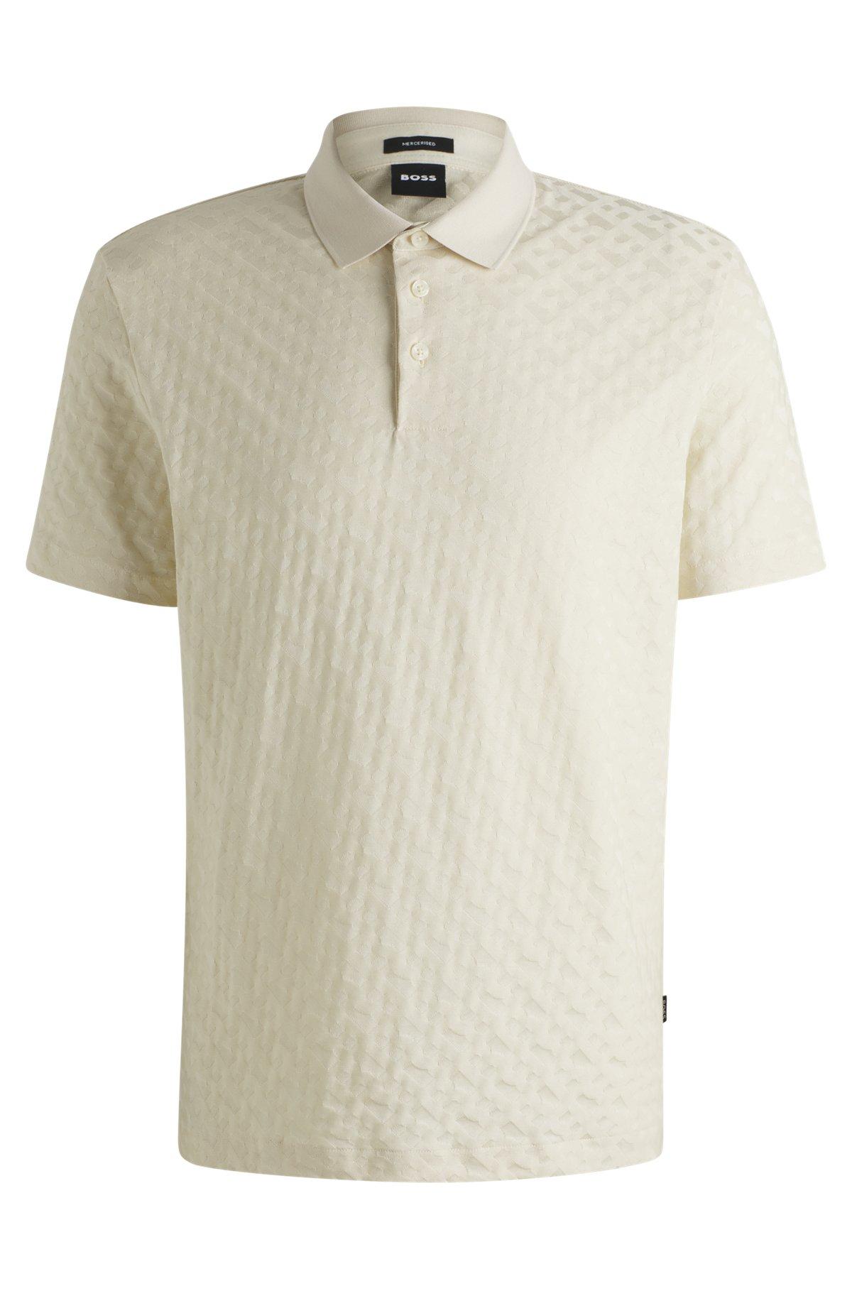 Cotton polo shirt with tonal monogram jacquard Product Image