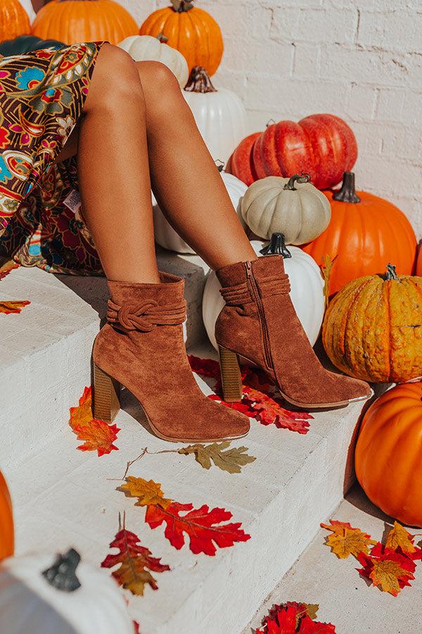 The Luna Faux Suede Bootie In Brown Product Image