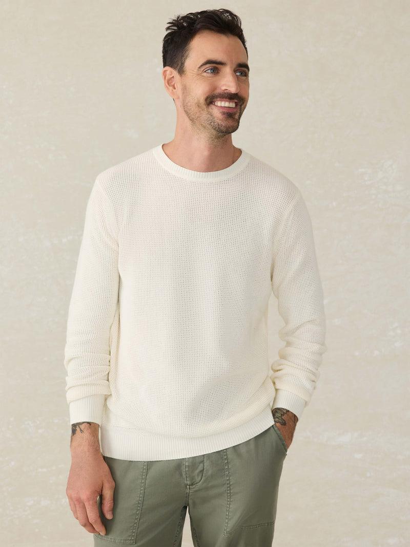 Sunwashed Crewneck Sweater - White Shell Product Image
