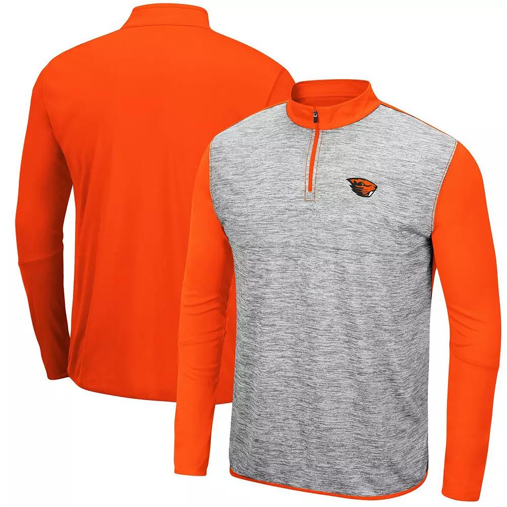 Men's Colosseum Heathered Gray/Orange Oregon State Beavers Prospect Quarter-Zip Jacket,  Product Image