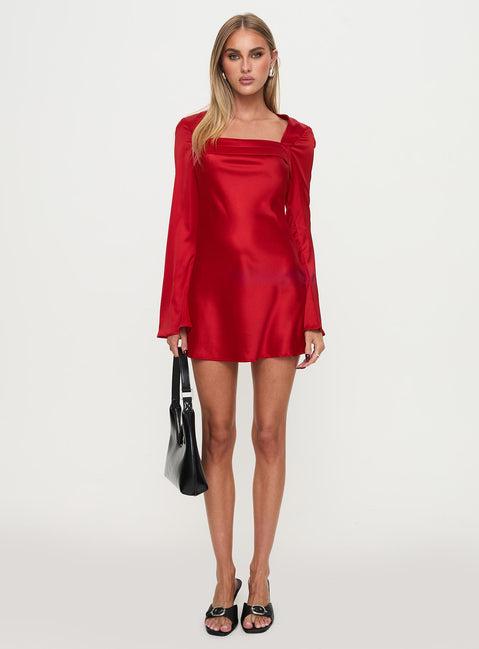 Phillipa Long Sleeve Mini Dress Red Product Image