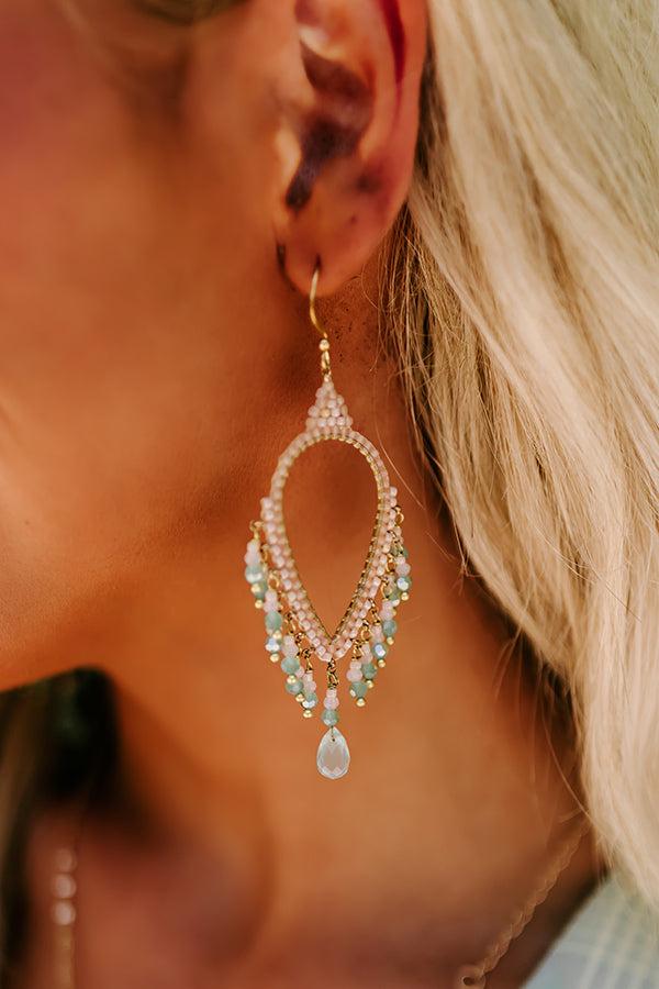 VIP Situation Beaded Earrings in Aqua Product Image