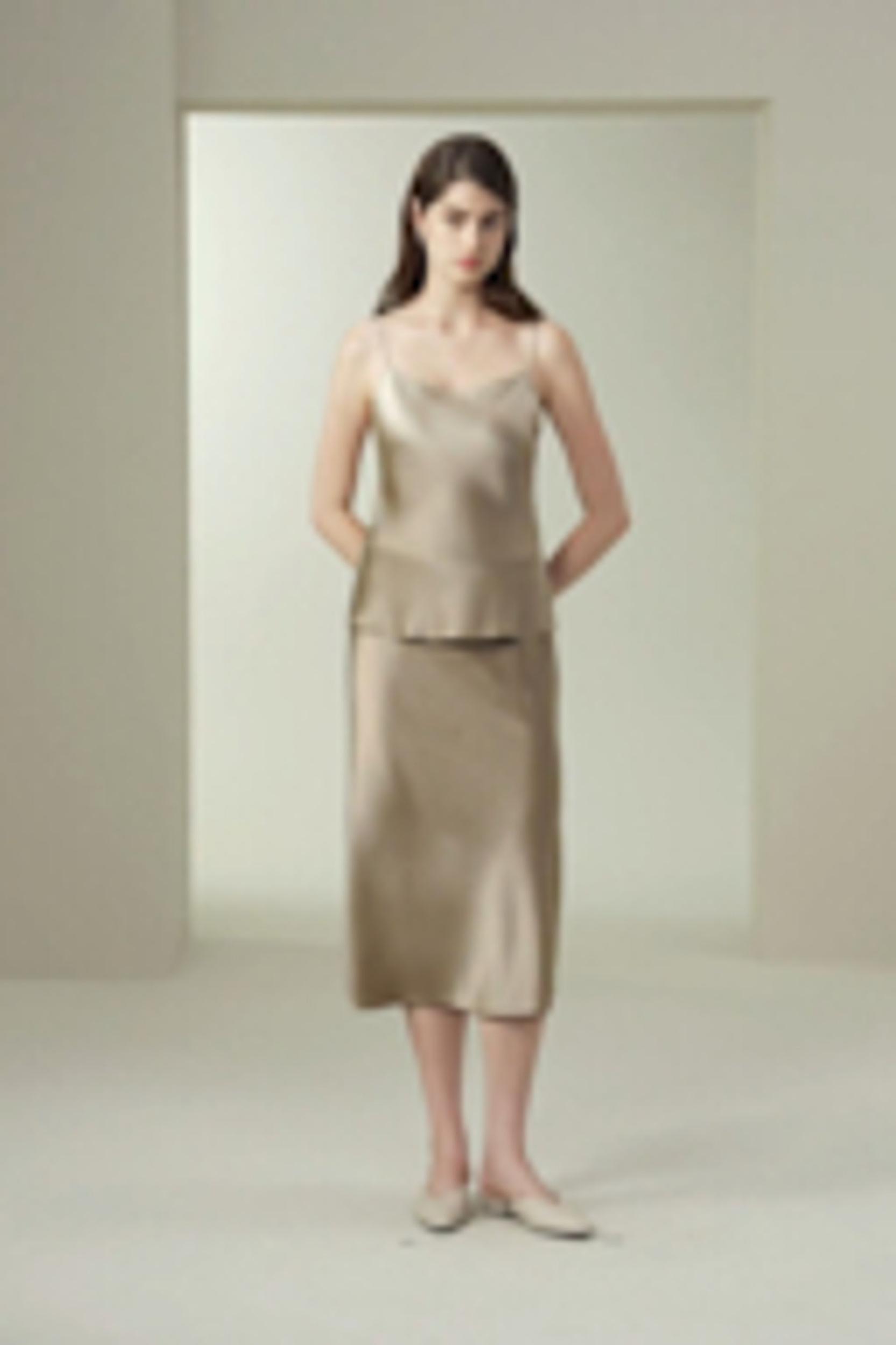 Bias-cut Silk Midi Skirt Product Image