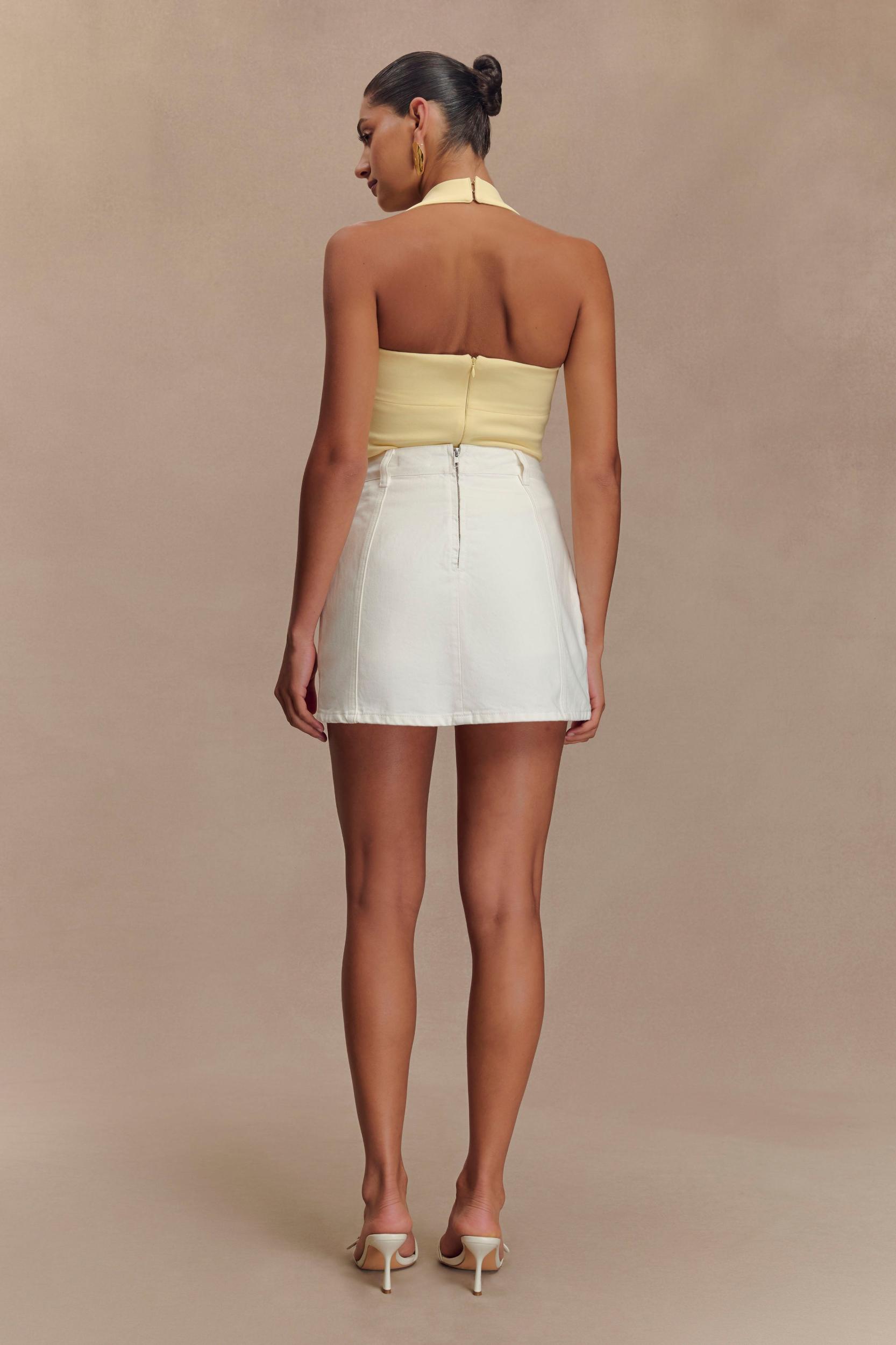 Rosalyn Mini Denim Skort - White Product Image