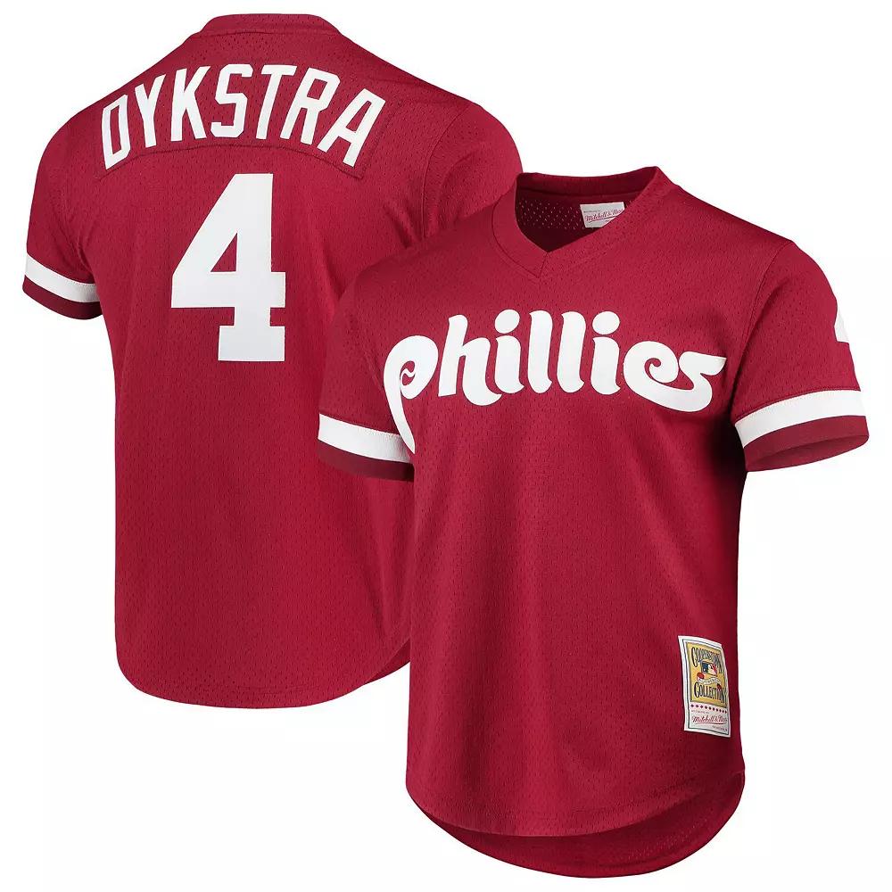 Mitchell & Ness Lenny Dykstra Philadelphia Phillies Cooperstown Collection Mesh Batting Practice Jersey - Scarlet, Men's, Size: Medium, Red Product Image