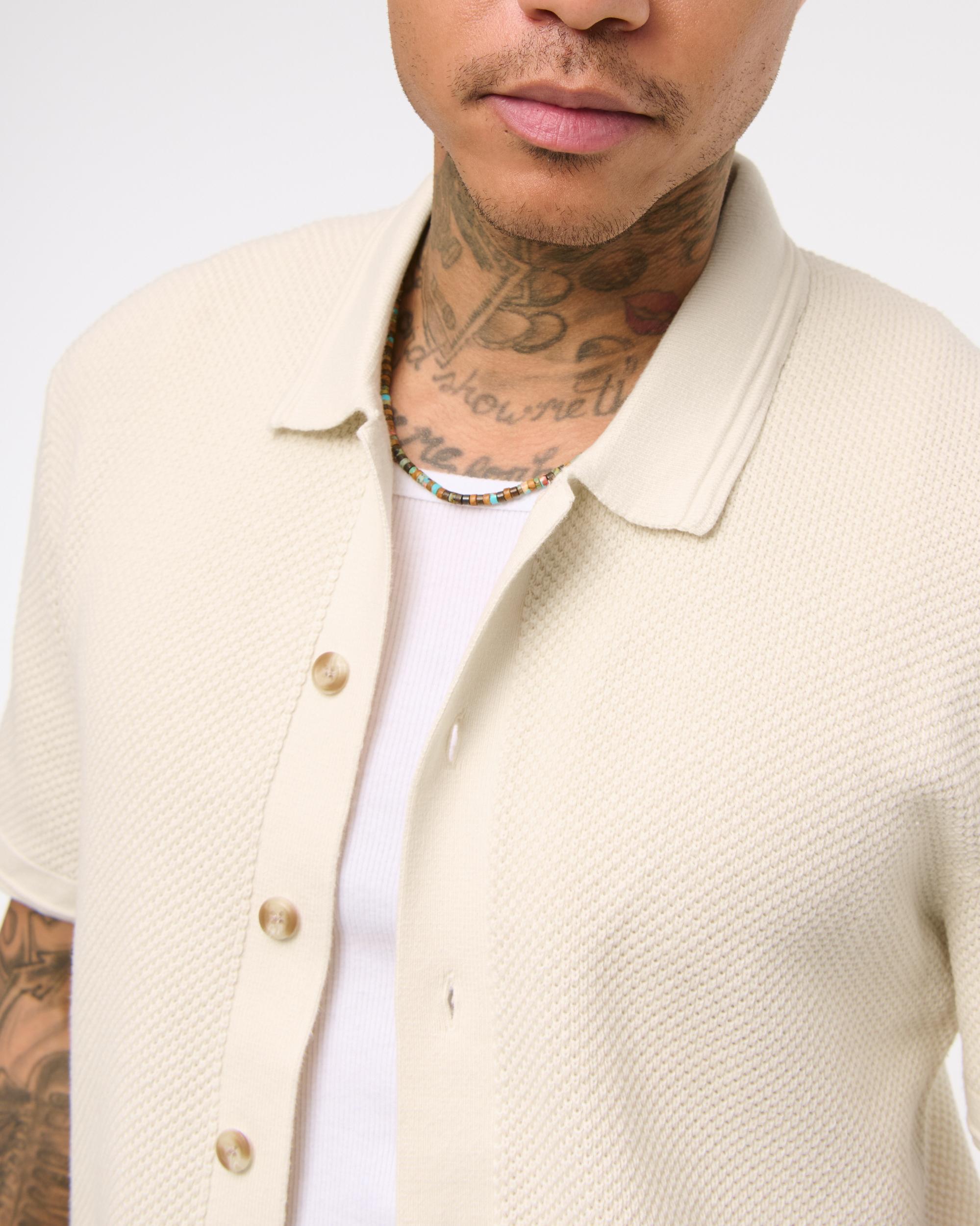 Garment Dye Button-Through Sweater Polo Product Image