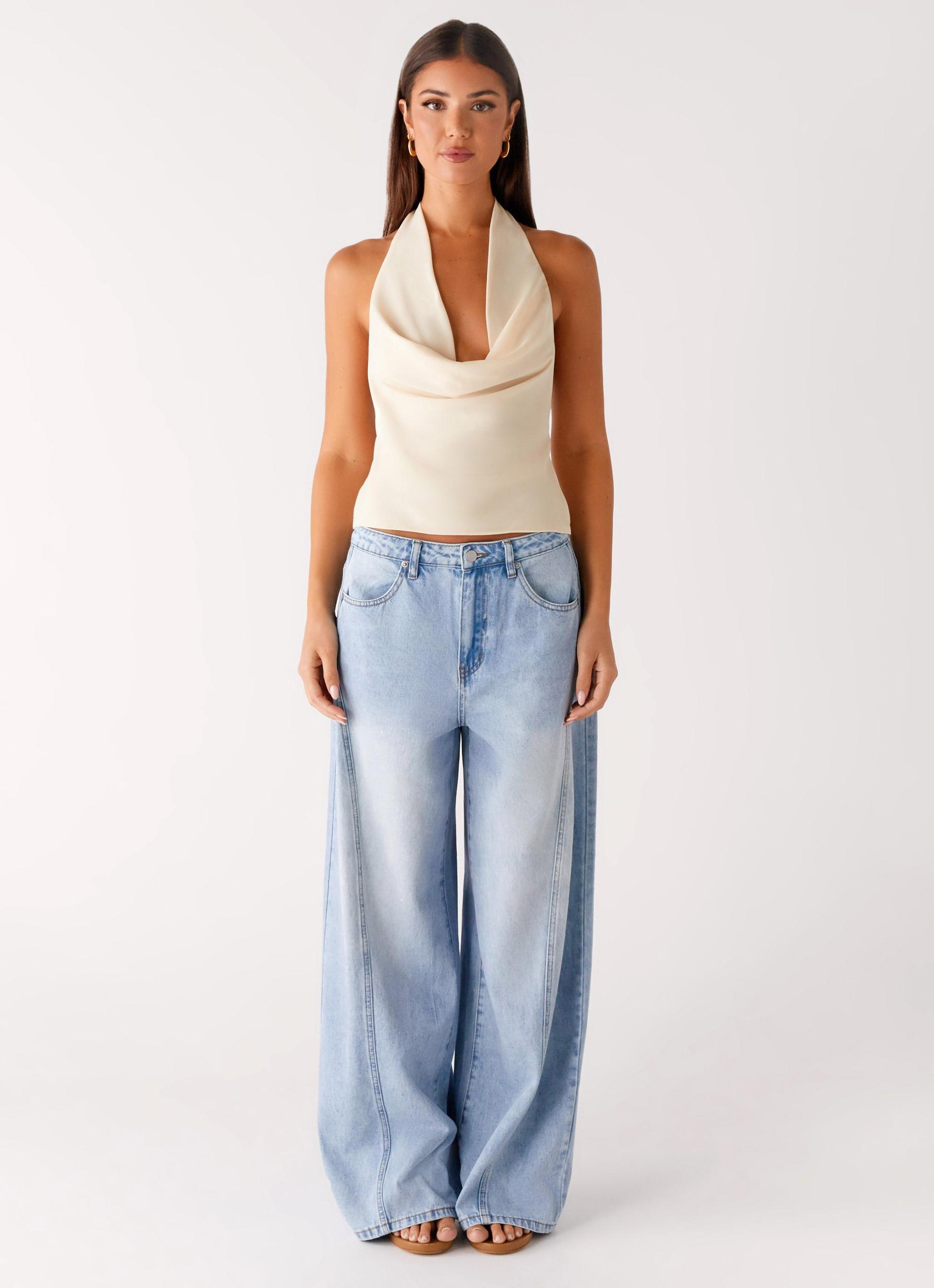 Timeless Wide Leg Jeans - Bleached Blue Product Image
