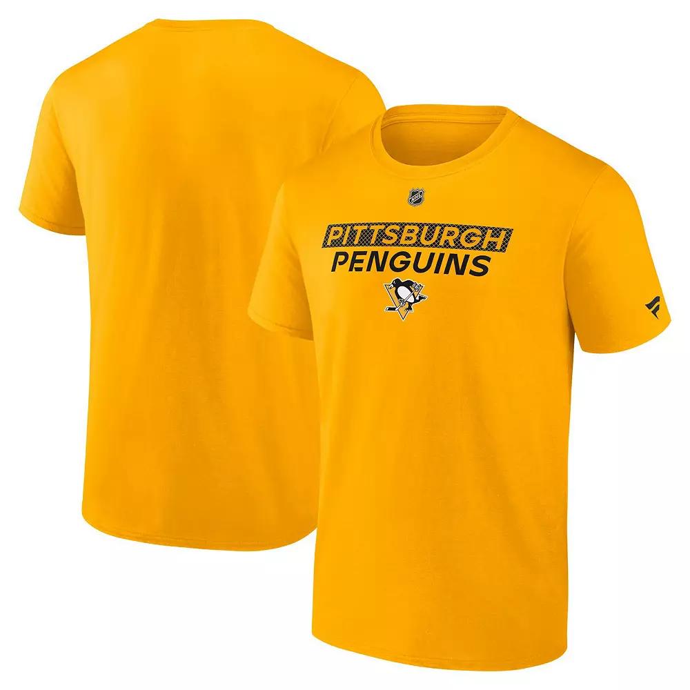 Men's Fanatics  Gold Pittsburgh Penguins Authentic Pro Core Primary T-Shirt, Size: XL Product Image