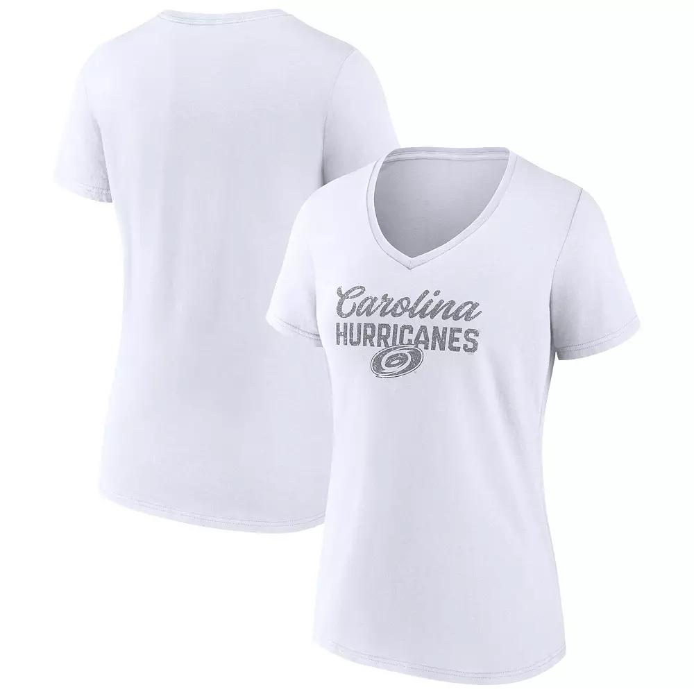 Women's Fanatics Carolina Hurricanes White Out V-Neck T-Shirt,  Product Image