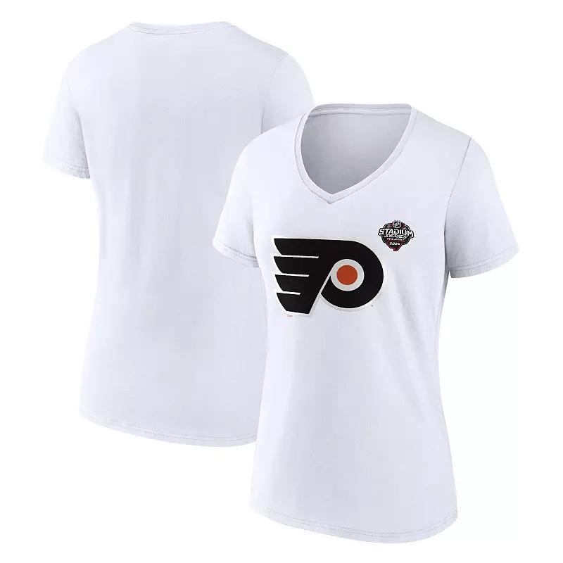 Women's Fanatics White Philadelphia Flyers 2024 NHL Stadium Series Logo V-Neck T-shirt,  Product Image