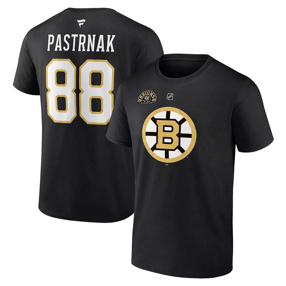 Men's Fanatics Branded David Pastrnak Black Boston Bruins Authentic Stack Name & Number T-Shirt, Size: 5XL Product Image