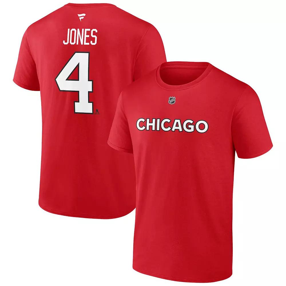 Men's Fanatics Branded Seth Jones Red Chicago Blackhawks Special Edition 2.0 Name & Number T-Shirt, Size: Large Product Image